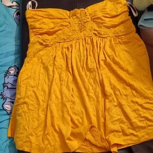 Yellow floral pattern design flowing tube top